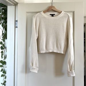 White cotton knit sweater